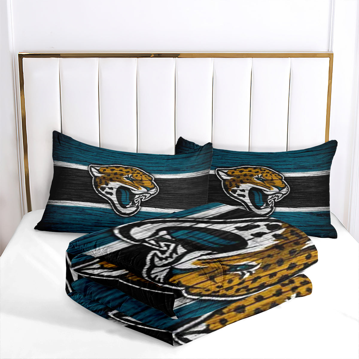 Jacksonville Rugby Football Jaguars Comforter Pillowcases 3PC Sets Blanket All Season Reversible Quilted Duvet