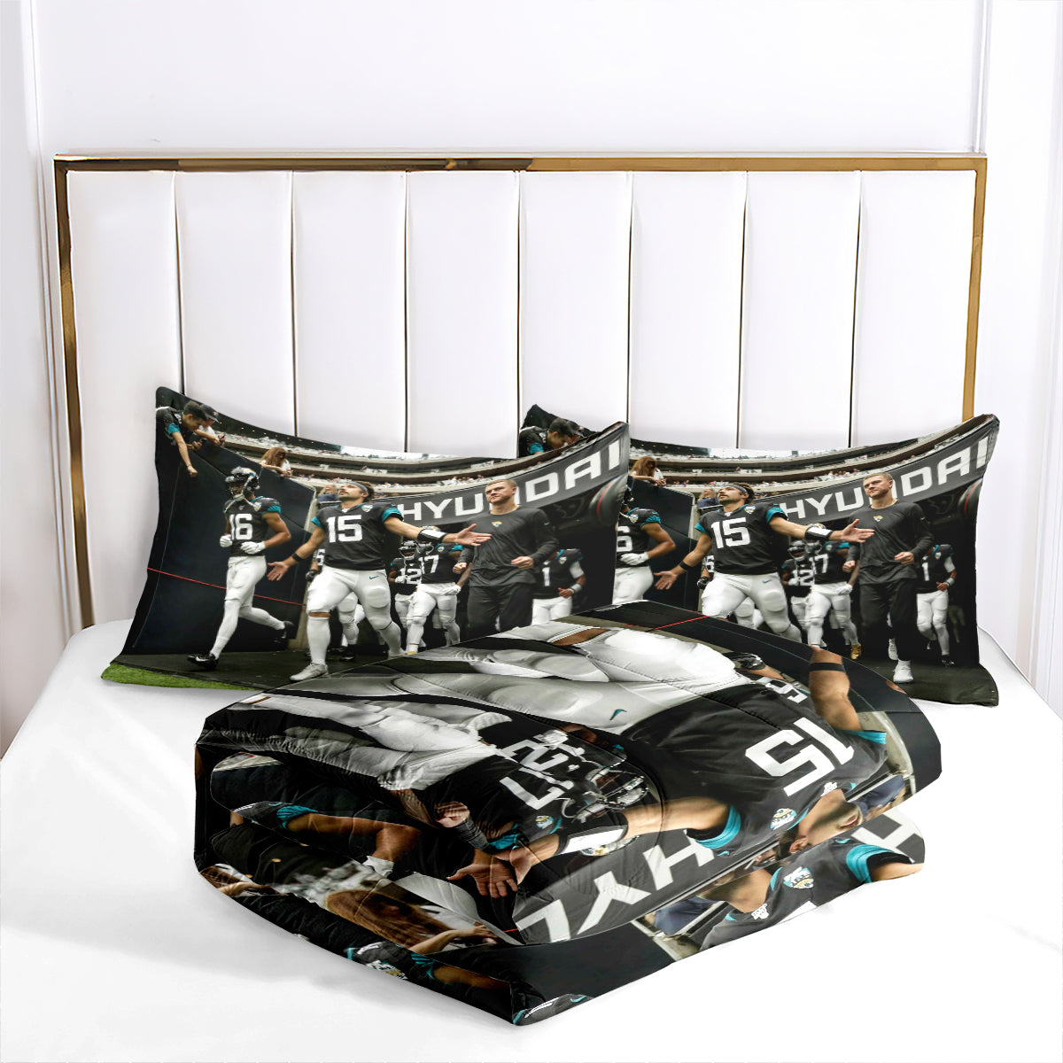 Jacksonville Rugby Football Jaguars Comforter Pillowcases 3PC Sets Blanket All Season Reversible Quilted Duvet