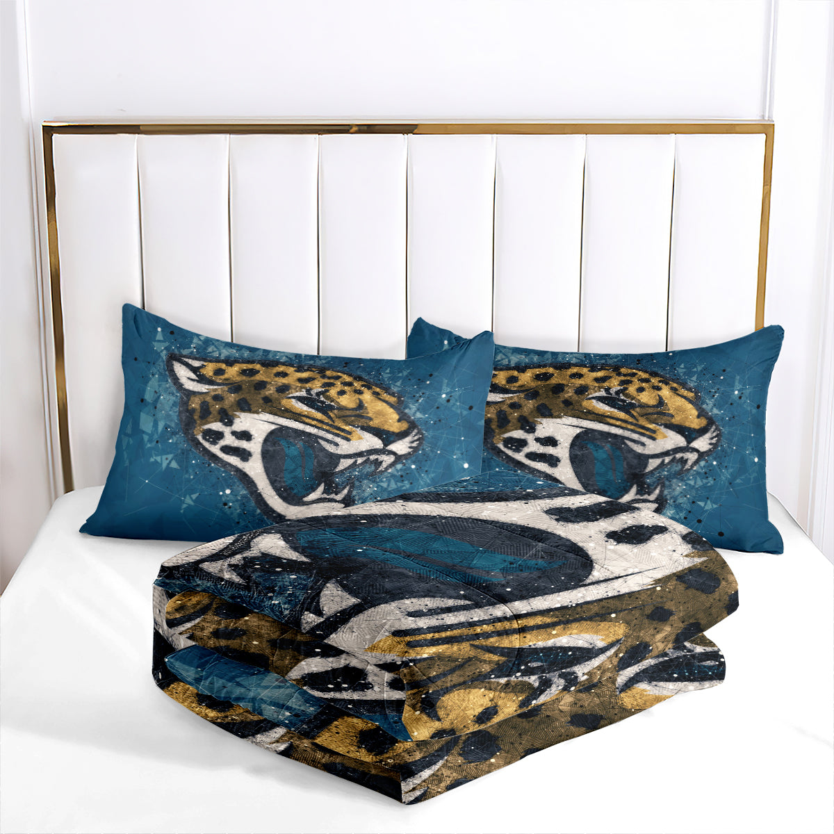 Jacksonville Rugby Football Jaguars Comforter Pillowcases 3PC Sets Blanket All Season Reversible Quilted Duvet