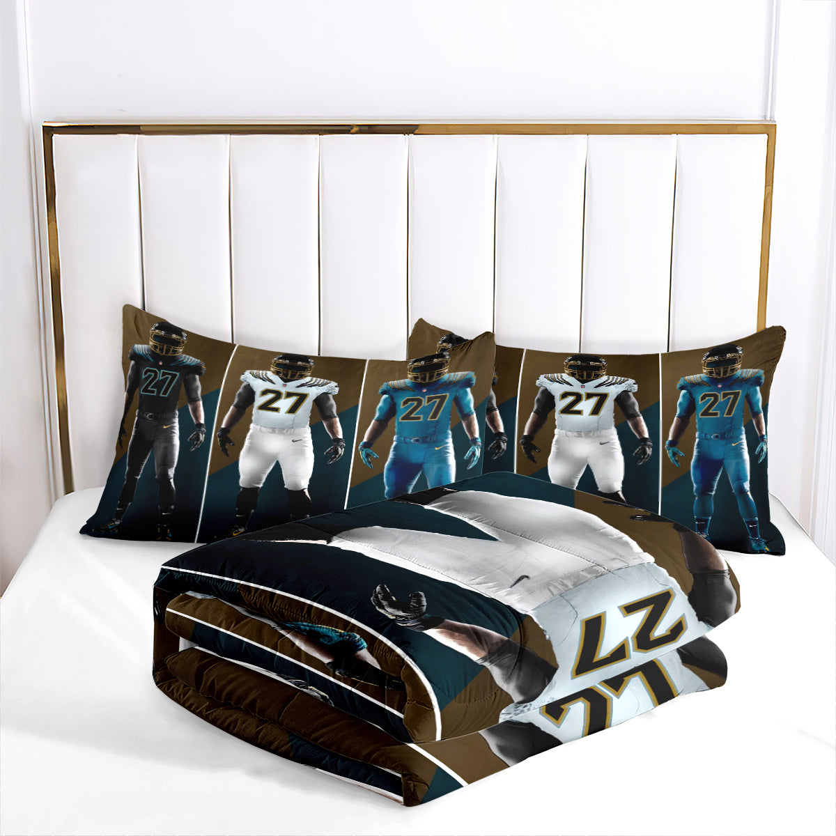 Jacksonville Rugby Football Jaguars Comforter Pillowcases 3PC Sets Blanket All Season Reversible Quilted Duvet