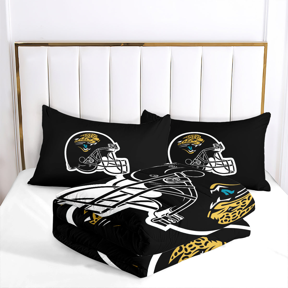 Jacksonville Rugby Football Jaguars Comforter Pillowcases 3PC Sets Blanket All Season Reversible Quilted Duvet