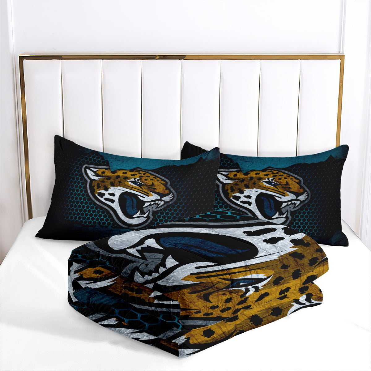 Jacksonville Rugby Football Jaguars Comforter Pillowcases 3PC Sets Blanket All Season Reversible Quilted Duvet