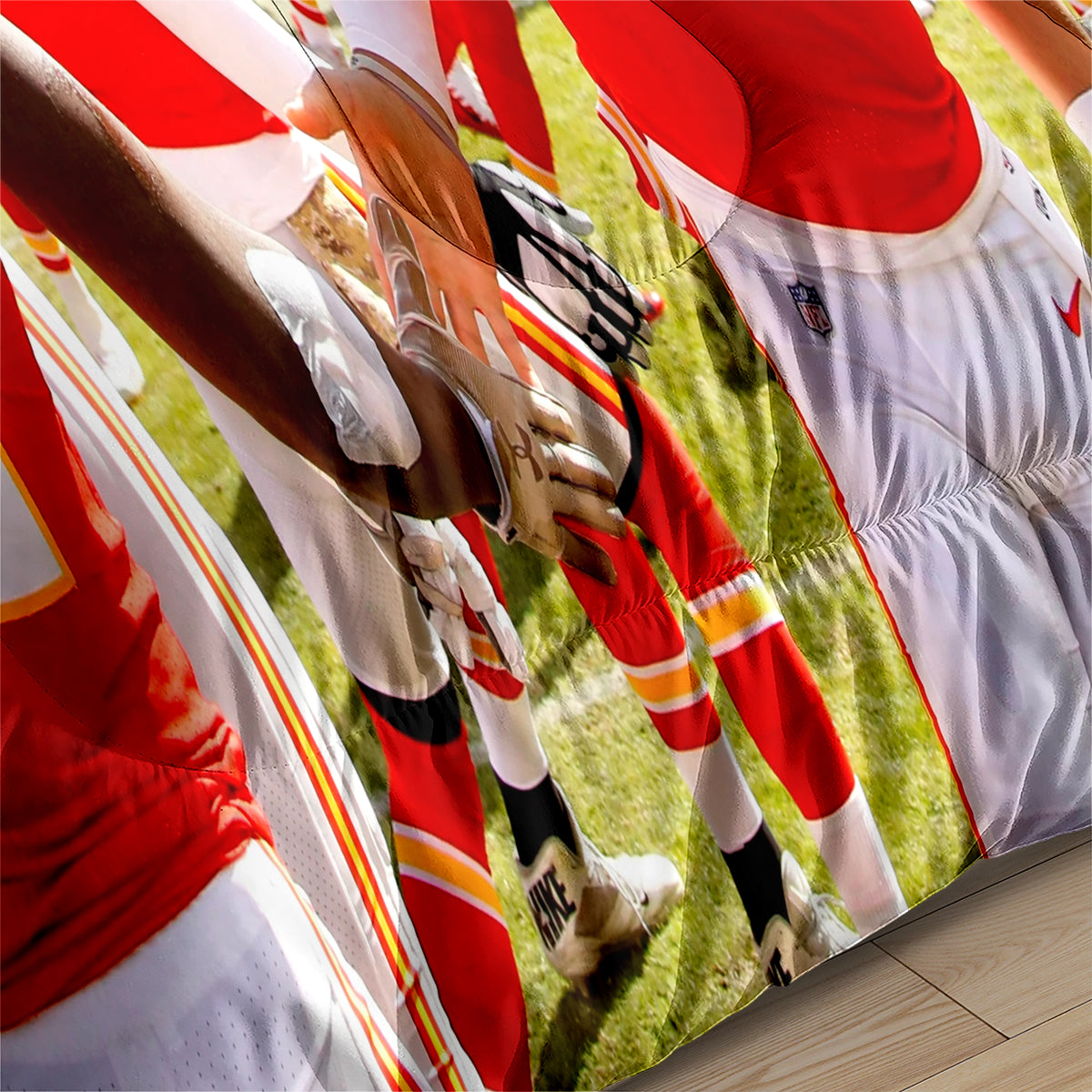 Kansas City Rugby Football Chiefs Comforter Pillowcases 3PC Sets Blanket All Season Reversible Quilted Duvet