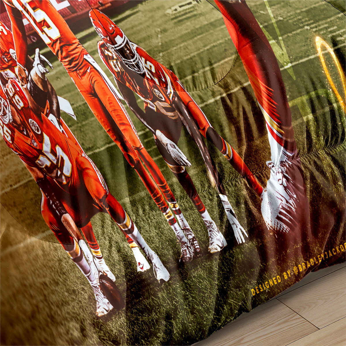 Kansas City Rugby Football Chiefs Comforter Pillowcases 3PC Sets Blanket All Season Reversible Quilted Duvet