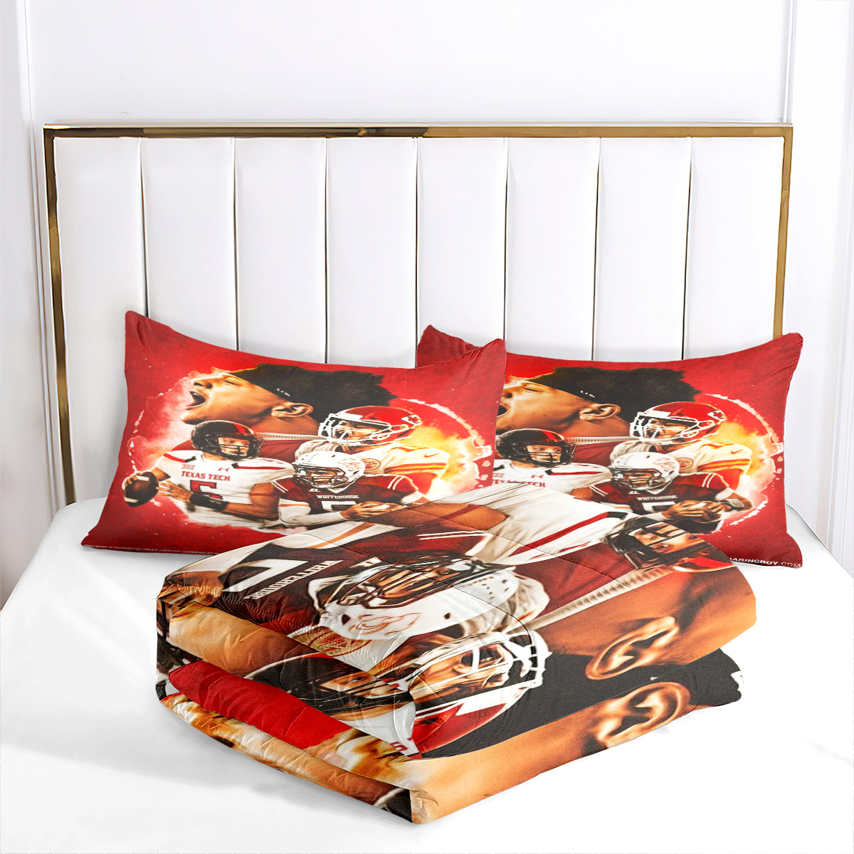 Kansas City Rugby Football Chiefs Comforter Pillowcases 3PC Sets Blanket All Season Reversible Quilted Duvet