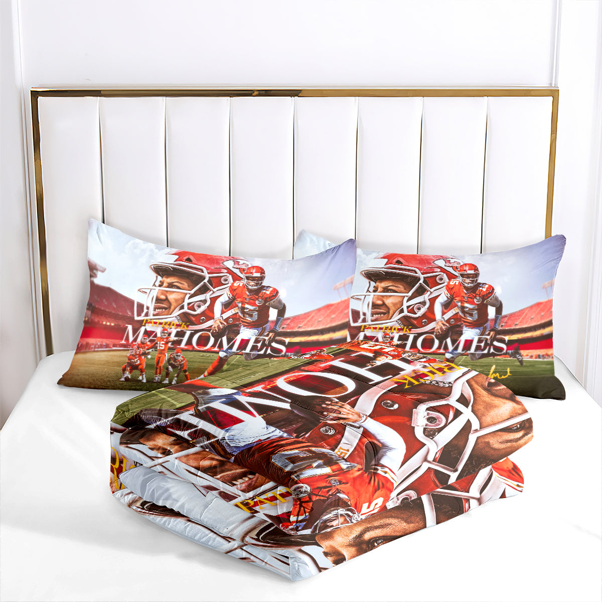 Kansas City Rugby Football Chiefs Comforter Pillowcases 3PC Sets Blanket All Season Reversible Quilted Duvet