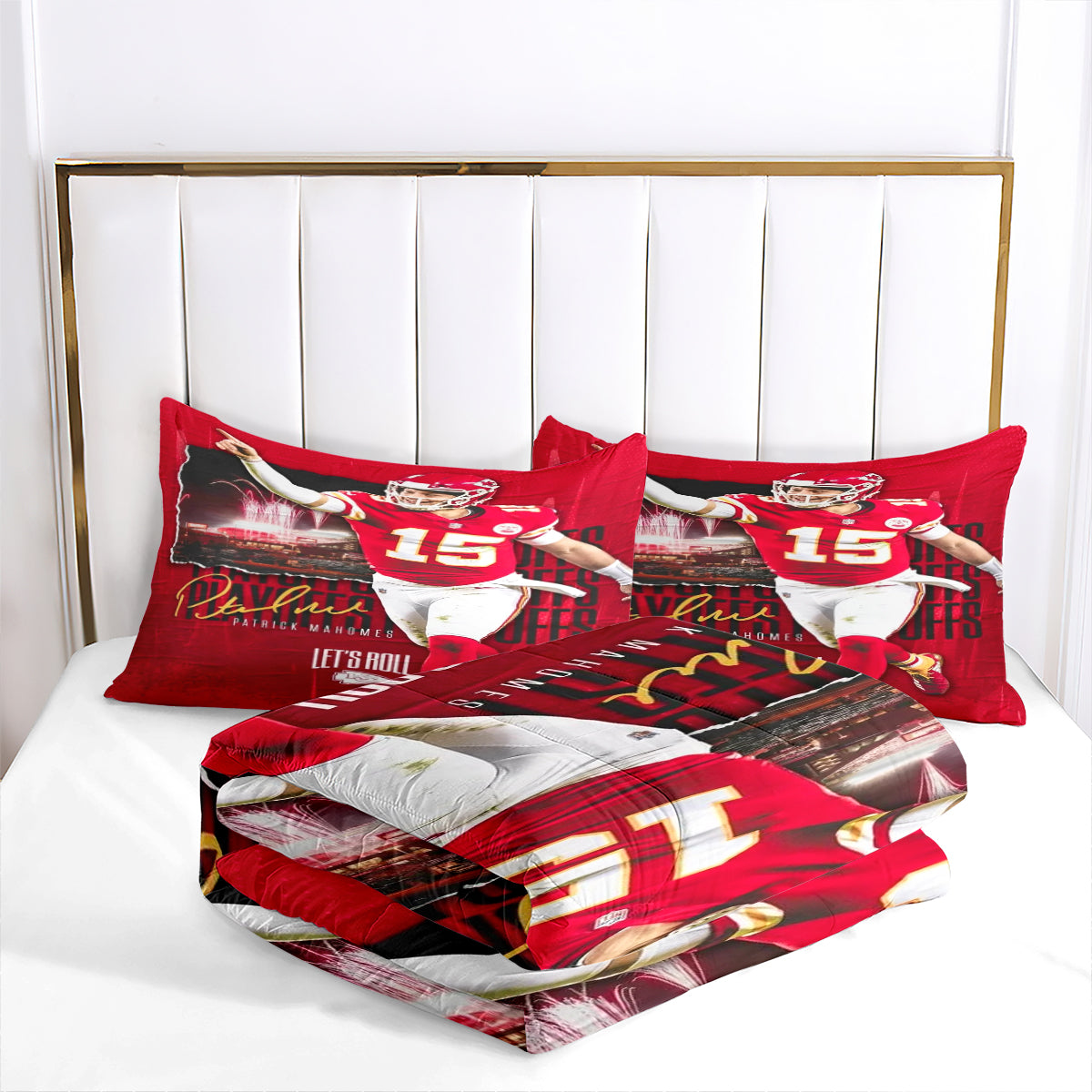 Kansas City Rugby Football Chiefs Comforter Pillowcases 3PC Sets Blanket All Season Reversible Quilted Duvet