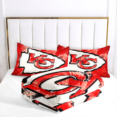 Kansas City Rugby Football Chiefs Comforter Pillowcases 3PC Sets Blanket All Season Reversible Quilted Duvet