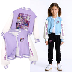 Kpop Demon Hunter Baseball Jacket Boys Casual Coat Spring Autumn Outerwear for Kids Girls Boys