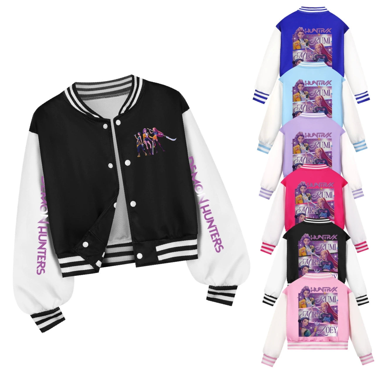Kpop Demon Hunter Baseball Jacket Boys Casual Coat Spring Autumn Outerwear for Kids Girls Boys