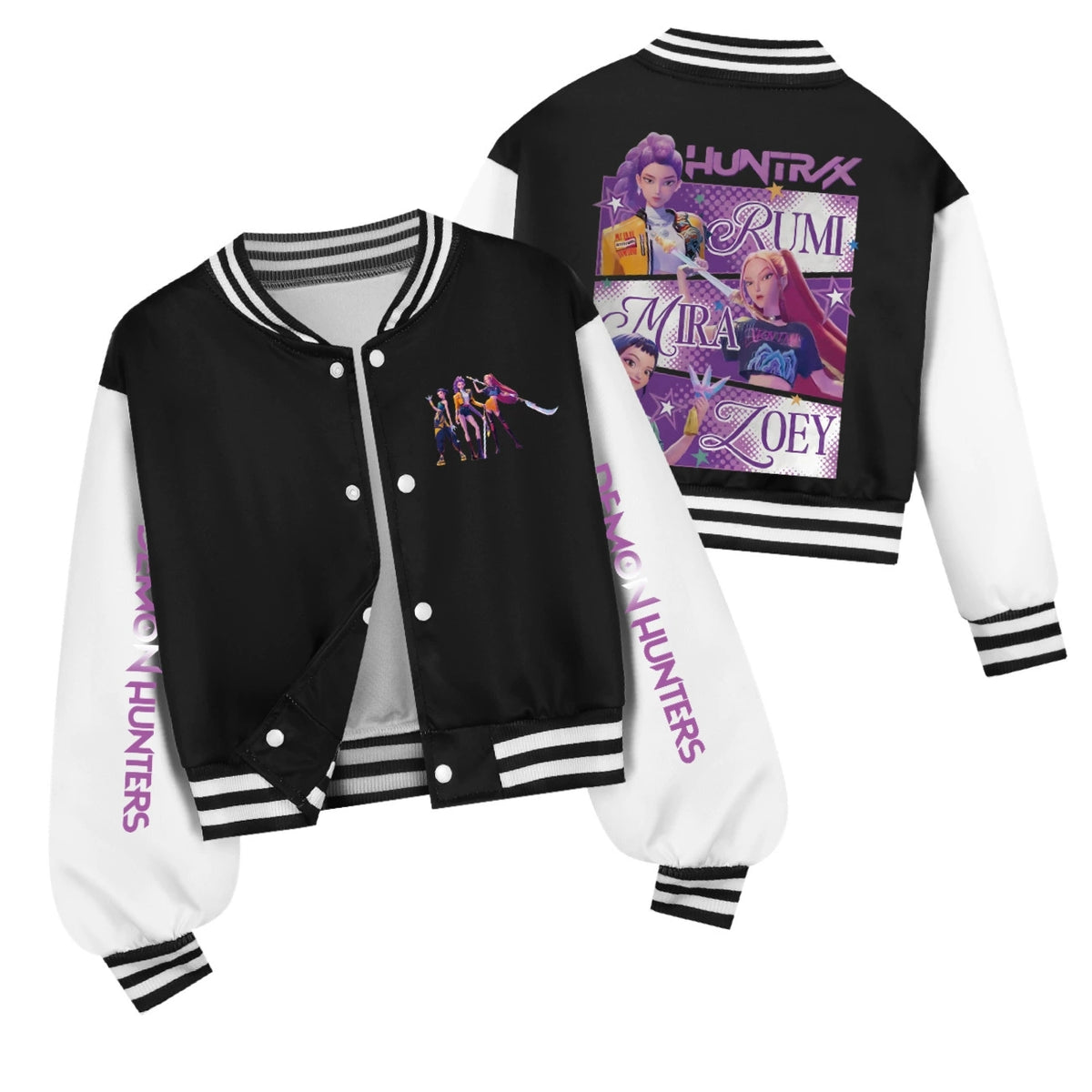 Kpop Demon Hunter Baseball Jacket Boys Casual Coat Spring Autumn Outerwear for Kids Girls Boys