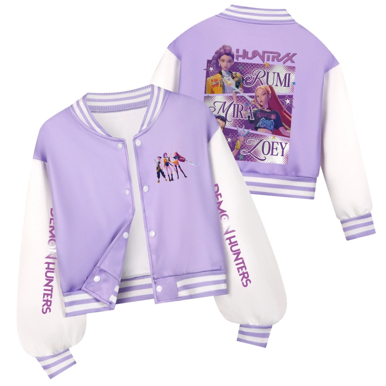 Kpop Demon Hunter Baseball Jacket Boys Casual Coat Spring Autumn Outerwear for Kids Girls Boys