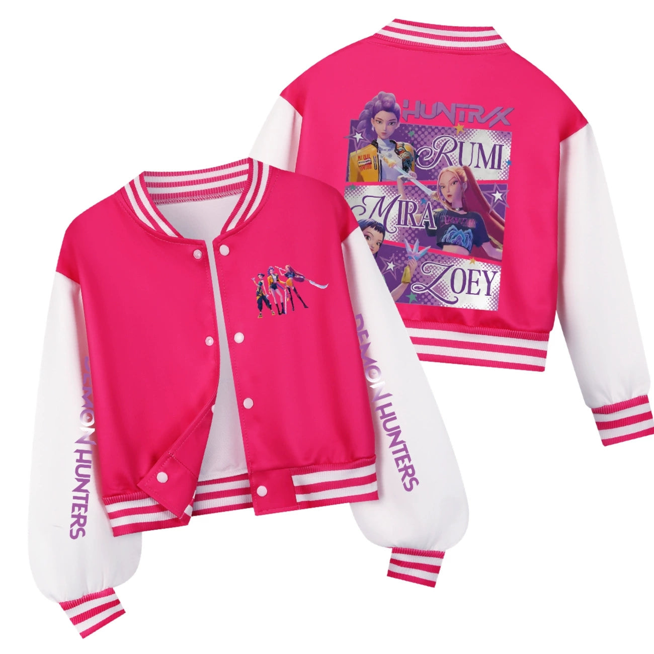 Kpop Demon Hunter Baseball Jacket Boys Casual Coat Spring Autumn Outerwear for Kids Girls Boys