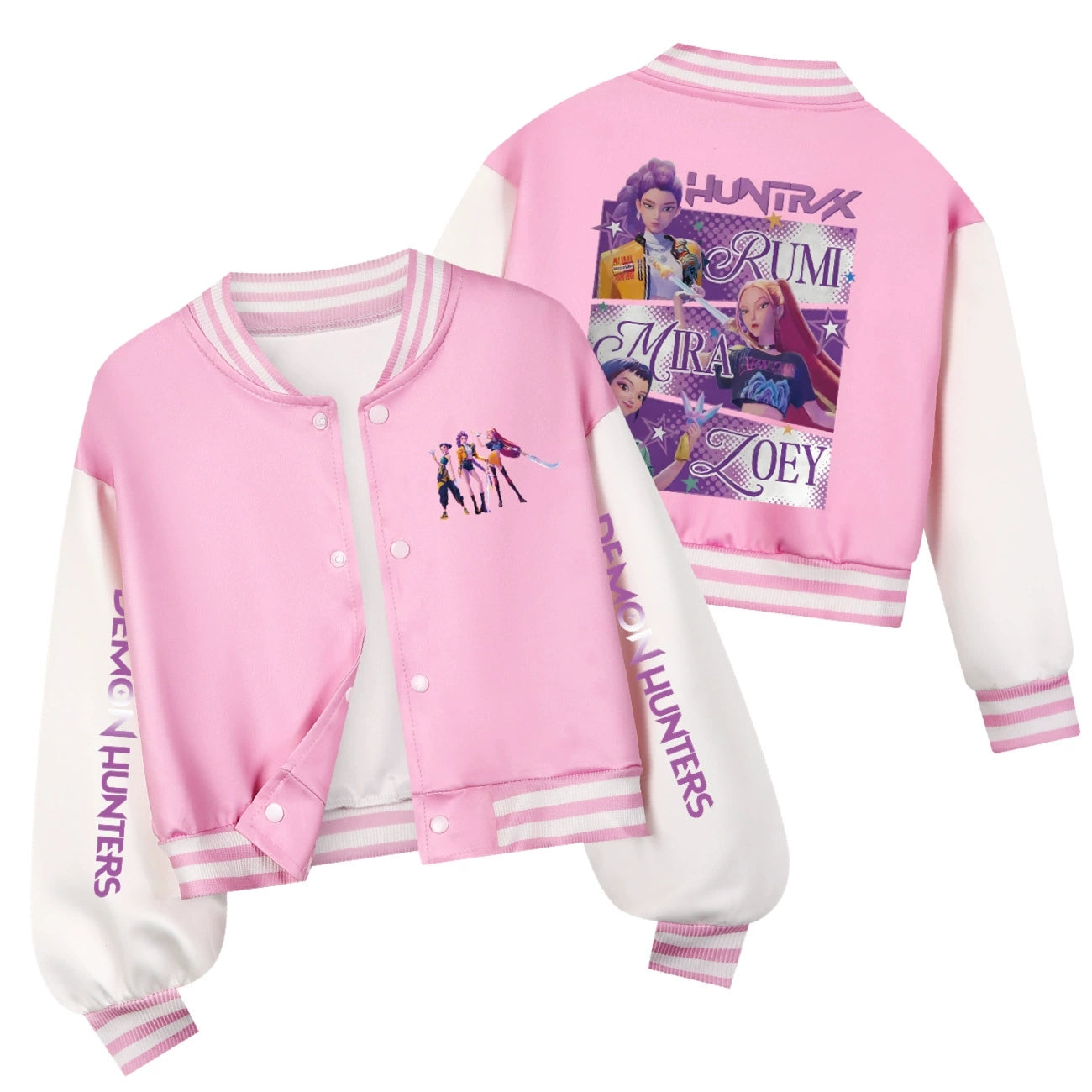 Kpop Demon Hunter Baseball Jacket Boys Casual Coat Spring Autumn Outerwear for Kids Girls Boys