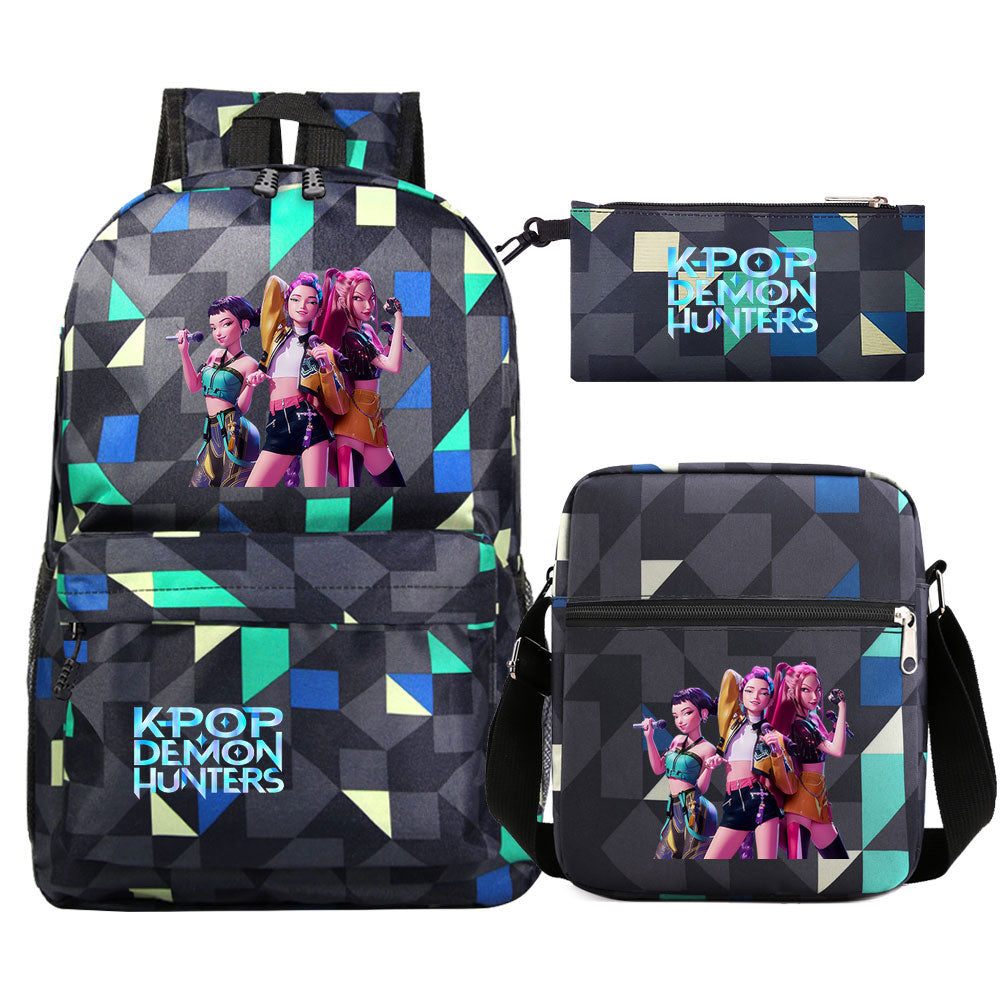 Kpop Demon Hunter Schoolbag Backpack Shoulder Bag Pencil Case set for Kids Students