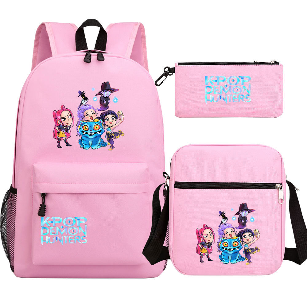 Kpop Demon Hunter Schoolbag Backpack Shoulder Bag Pencil Case set for Kids Students
