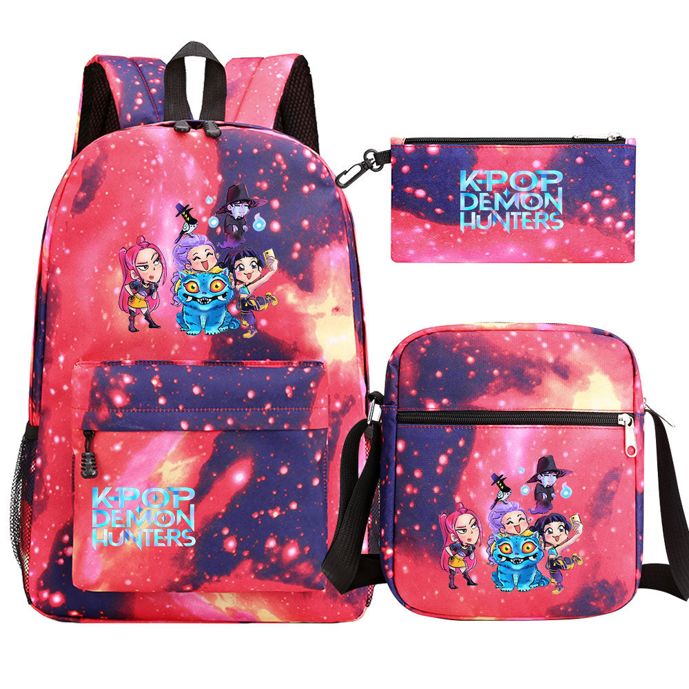 Kpop Demon Hunter Schoolbag Backpack Shoulder Bag Pencil Case set for Kids Students