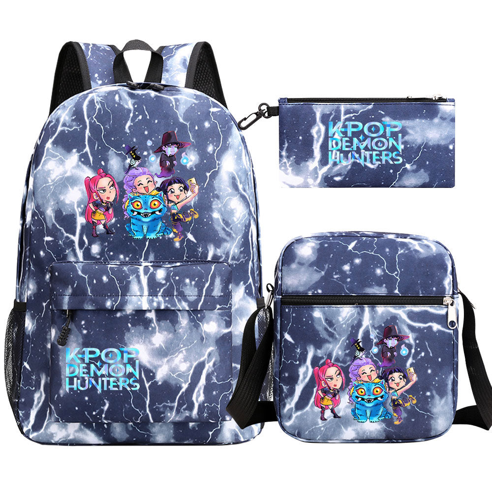 Kpop Demon Hunter Schoolbag Backpack Shoulder Bag Pencil Case set for Kids Students