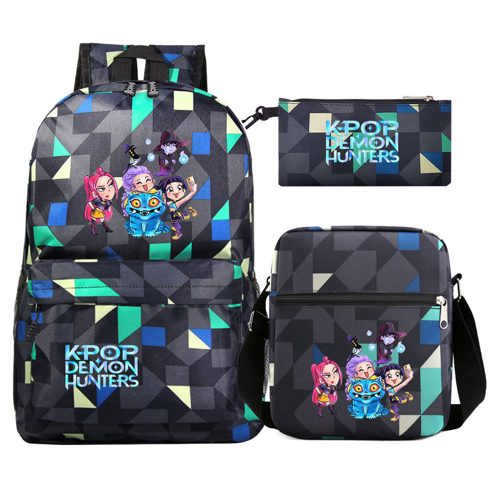 Kpop Demon Hunter Schoolbag Backpack Shoulder Bag Pencil Case set for Kids Students