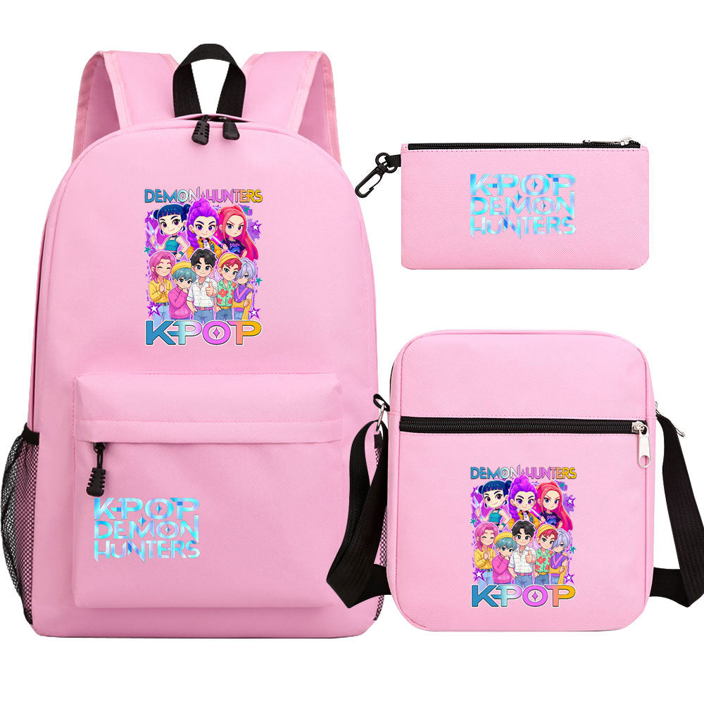 Kpop Demon Hunter Schoolbag Backpack Shoulder Bag Pencil Case set for Kids Students