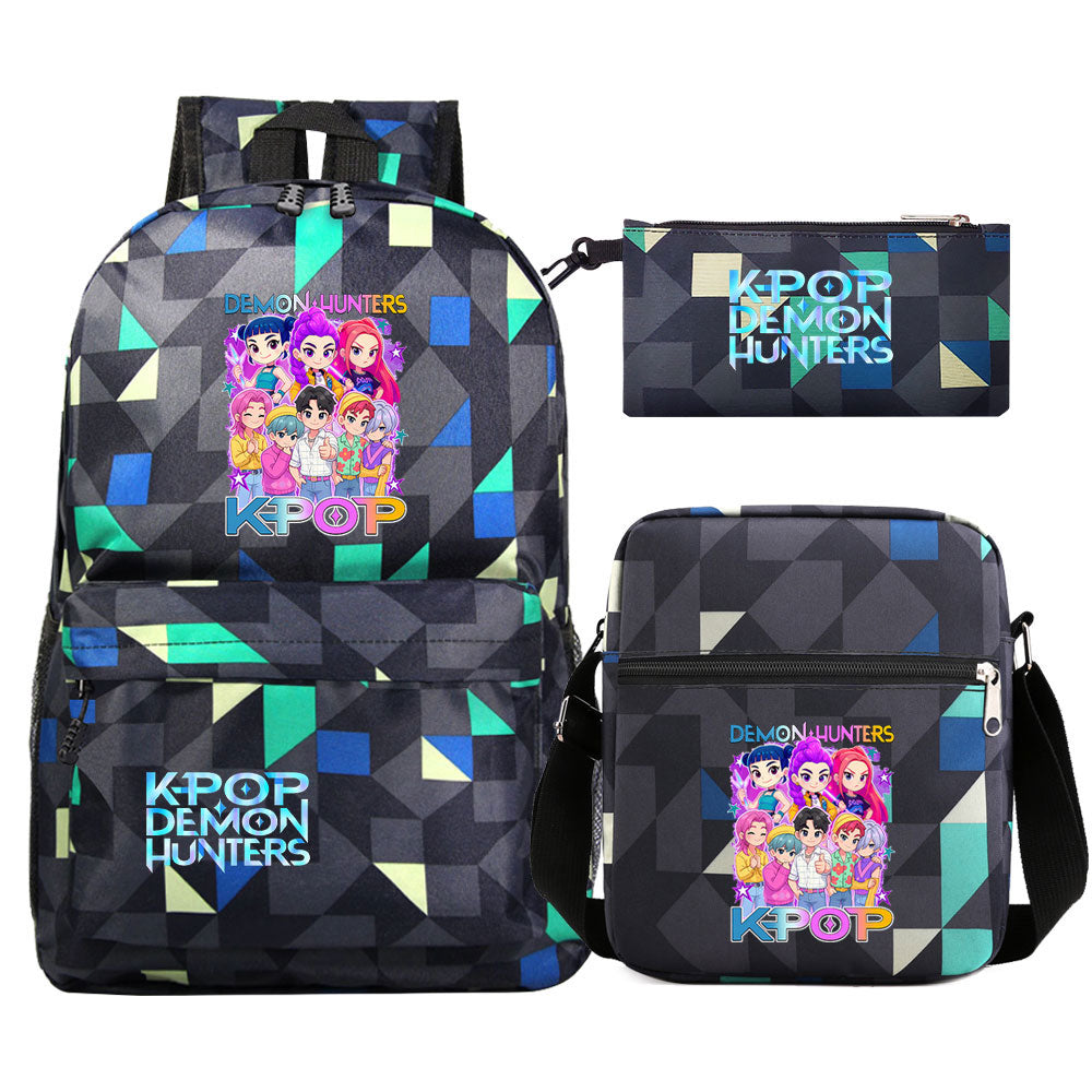 Kpop Demon Hunter Schoolbag Backpack Shoulder Bag Pencil Case set for Kids Students