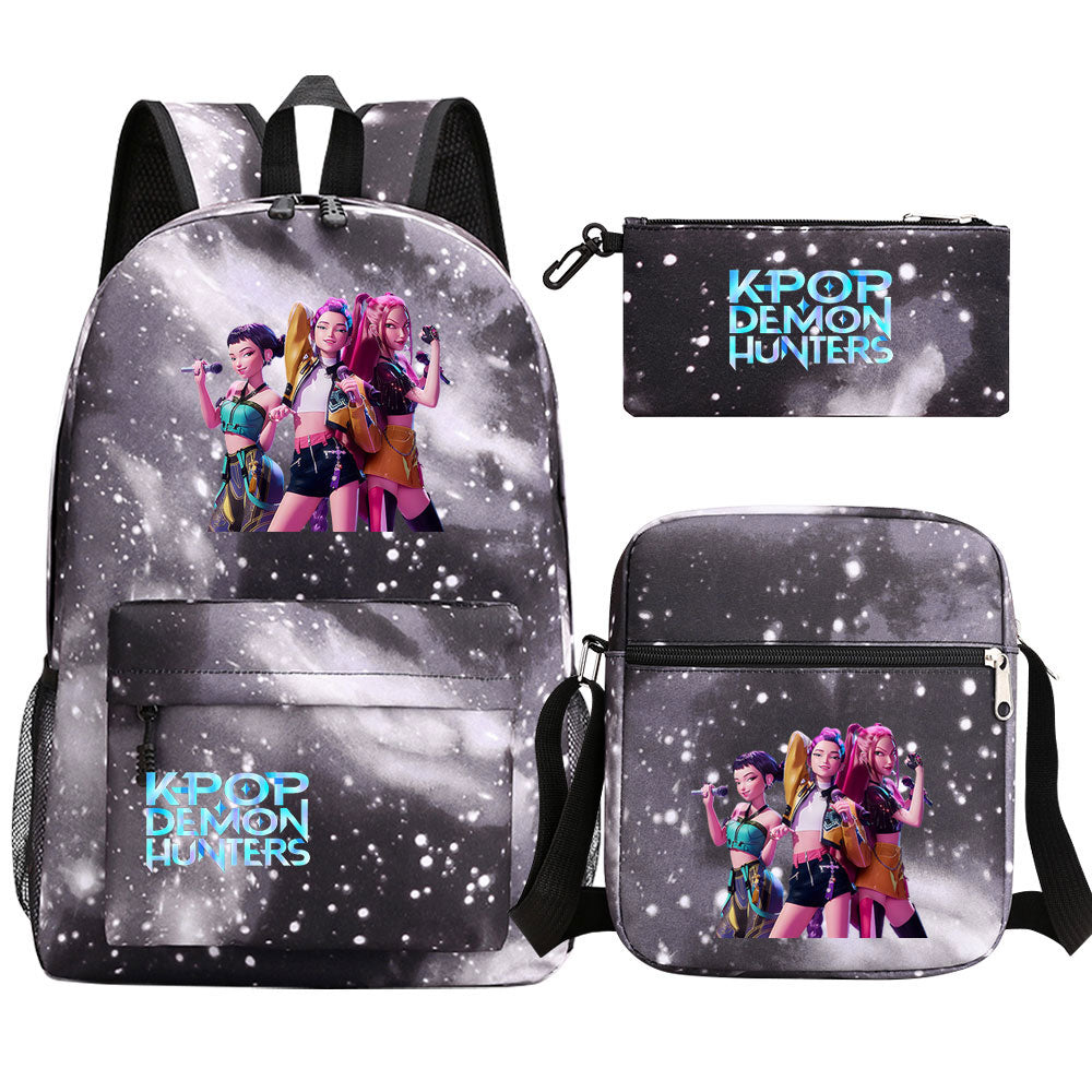 Kpop Demon Hunter Schoolbag Backpack Shoulder Bag Pencil Case set for Kids Students