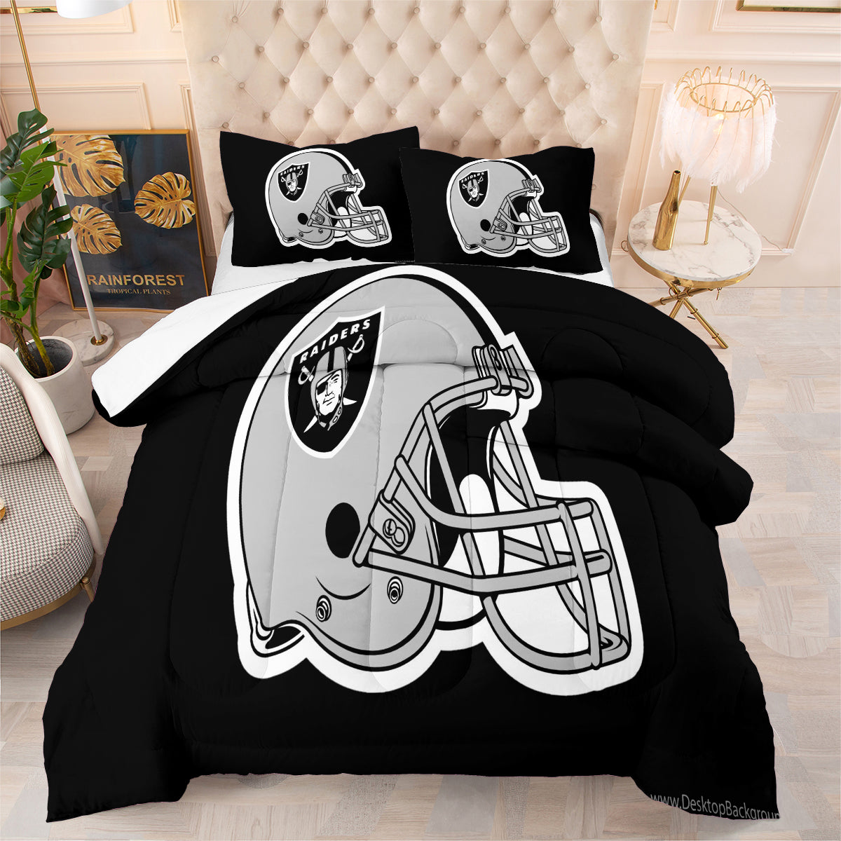 Las Vegas Rugby Football Raiders Comforter Pillowcases 3PC Sets Blanket All Season Reversible Quilted Duvet