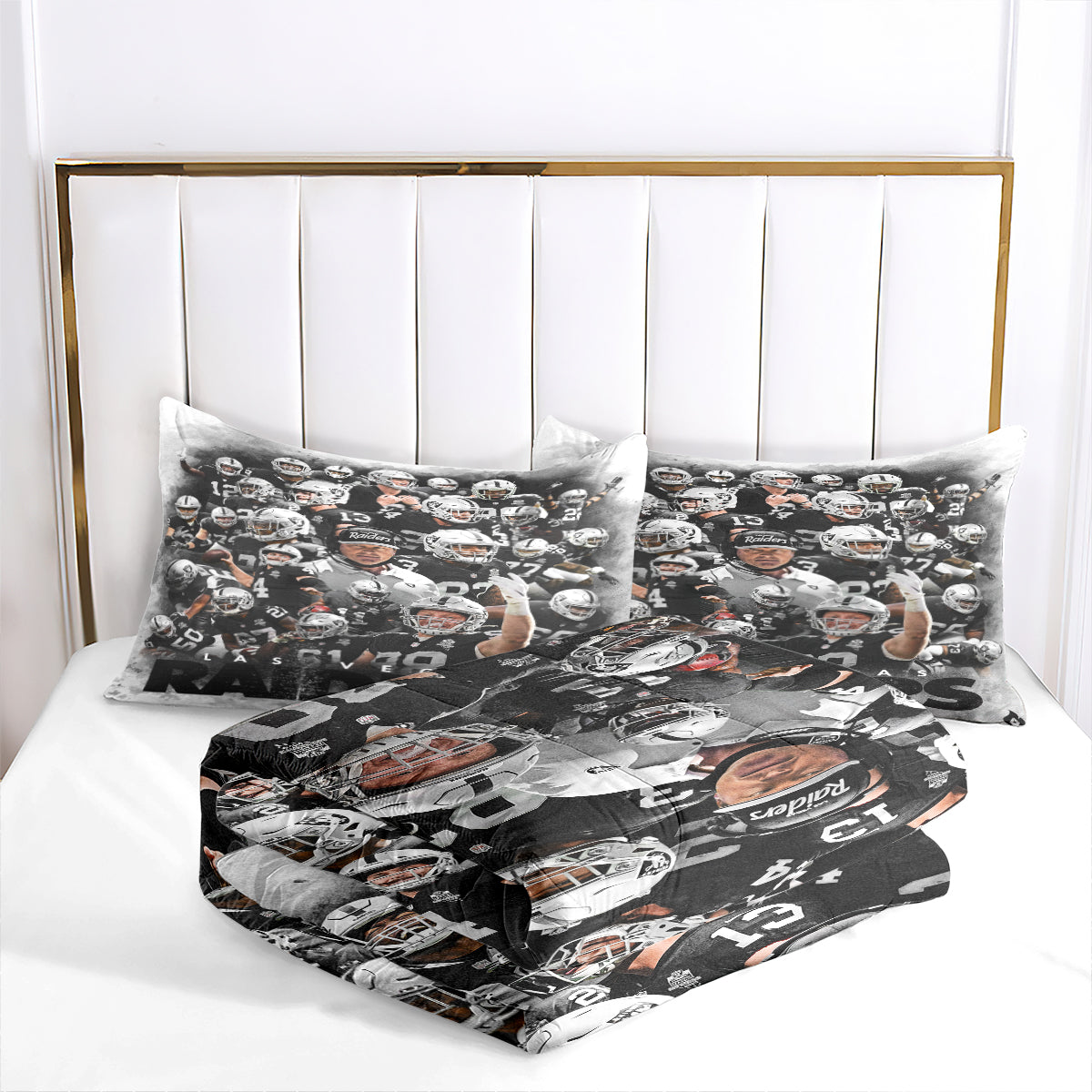 Las Vegas Rugby Football Raiders Comforter Pillowcases 3PC Sets Blanket All Season Reversible Quilted Duvet