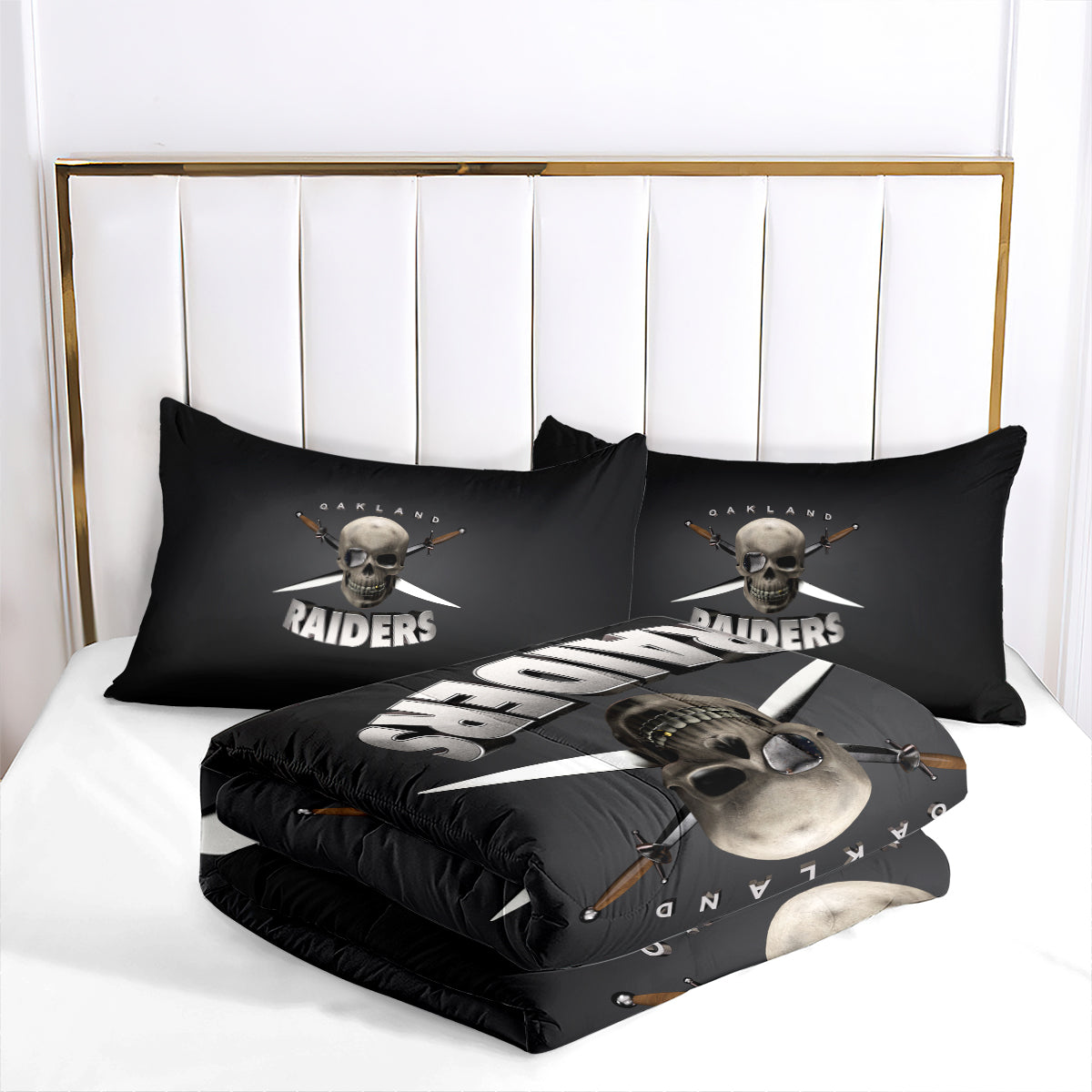 Las Vegas Rugby Football Raiders Comforter Pillowcases 3PC Sets Blanket All Season Reversible Quilted Duvet