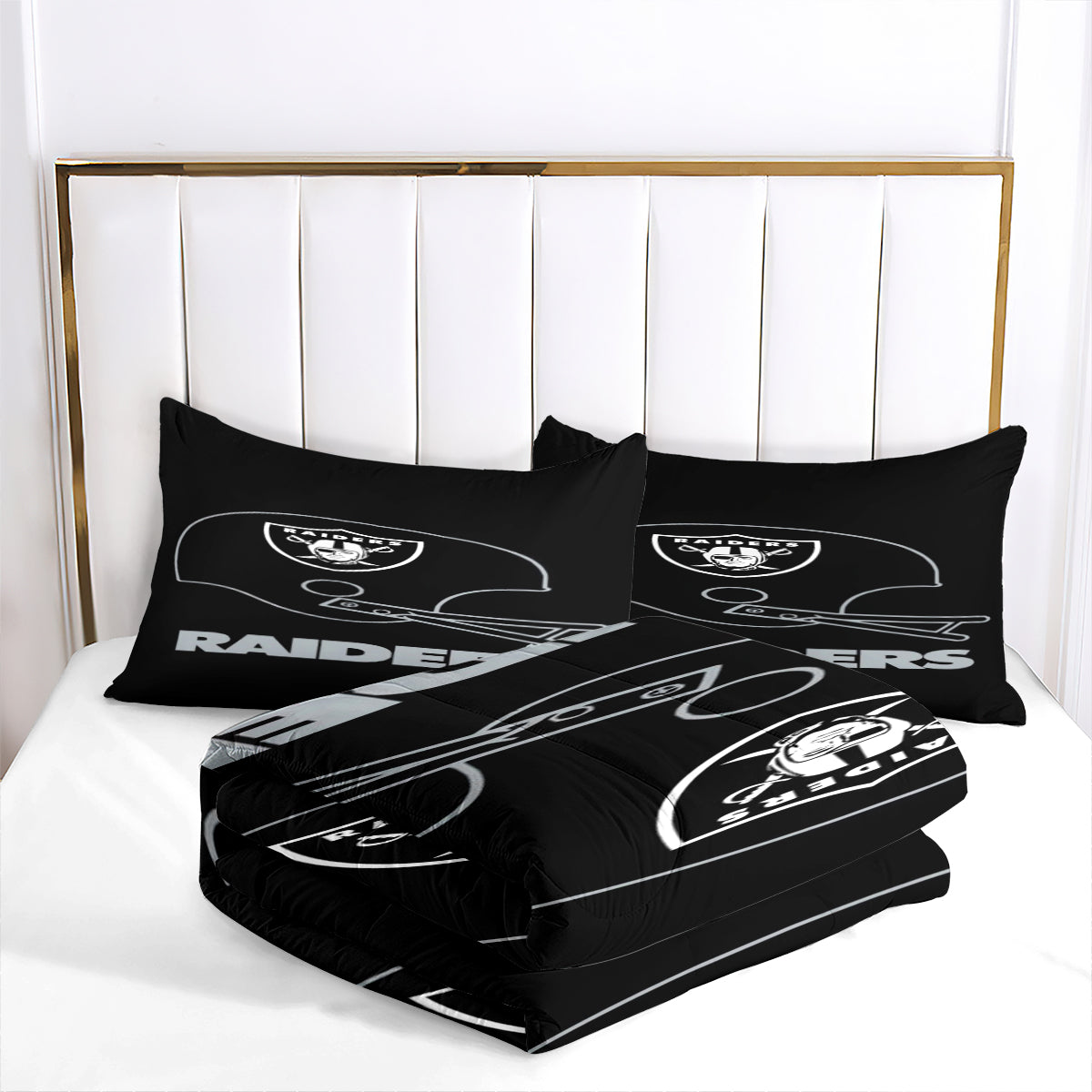 Las Vegas Rugby Football Raiders Comforter Pillowcases 3PC Sets Blanket All Season Reversible Quilted Duvet