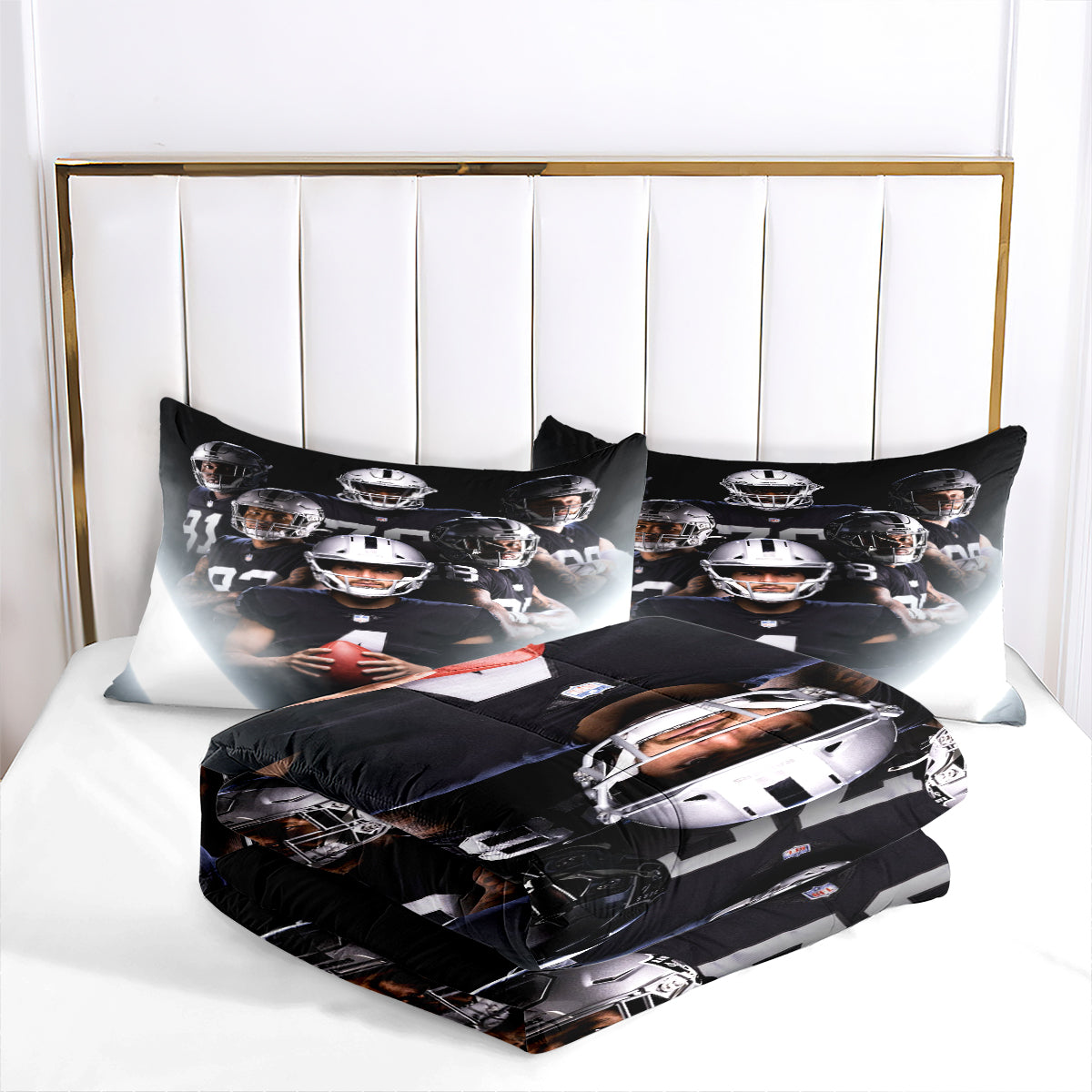 Las Vegas Rugby Football Raiders Comforter Pillowcases 3PC Sets Blanket All Season Reversible Quilted Duvet