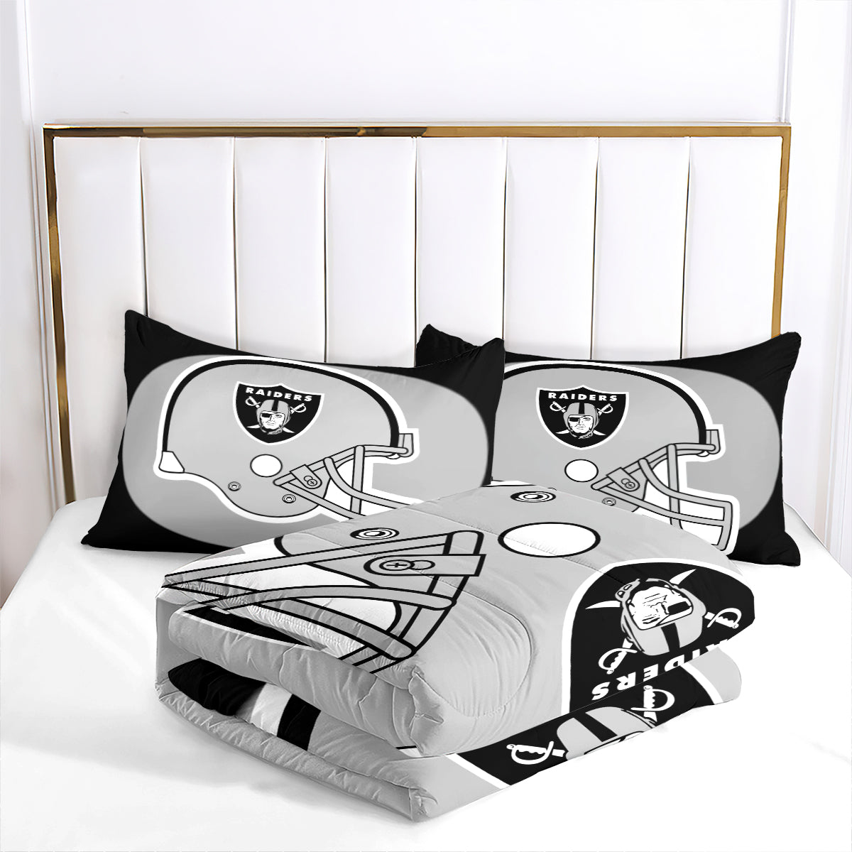 Las Vegas Rugby Football Raiders Comforter Pillowcases 3PC Sets Blanket All Season Reversible Quilted Duvet