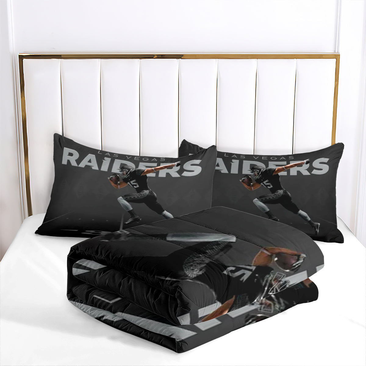 Las Vegas Rugby Football Raiders Comforter Pillowcases 3PC Sets Blanket All Season Reversible Quilted Duvet
