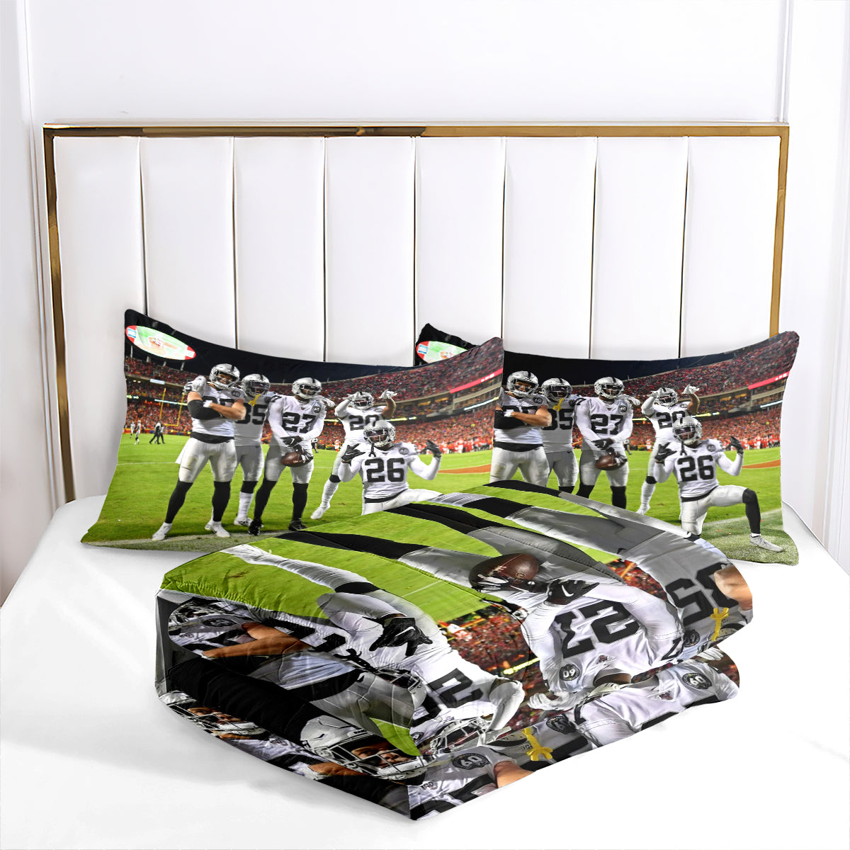 Las Vegas Rugby Football Raiders Comforter Pillowcases 3PC Sets Blanket All Season Reversible Quilted Duvet