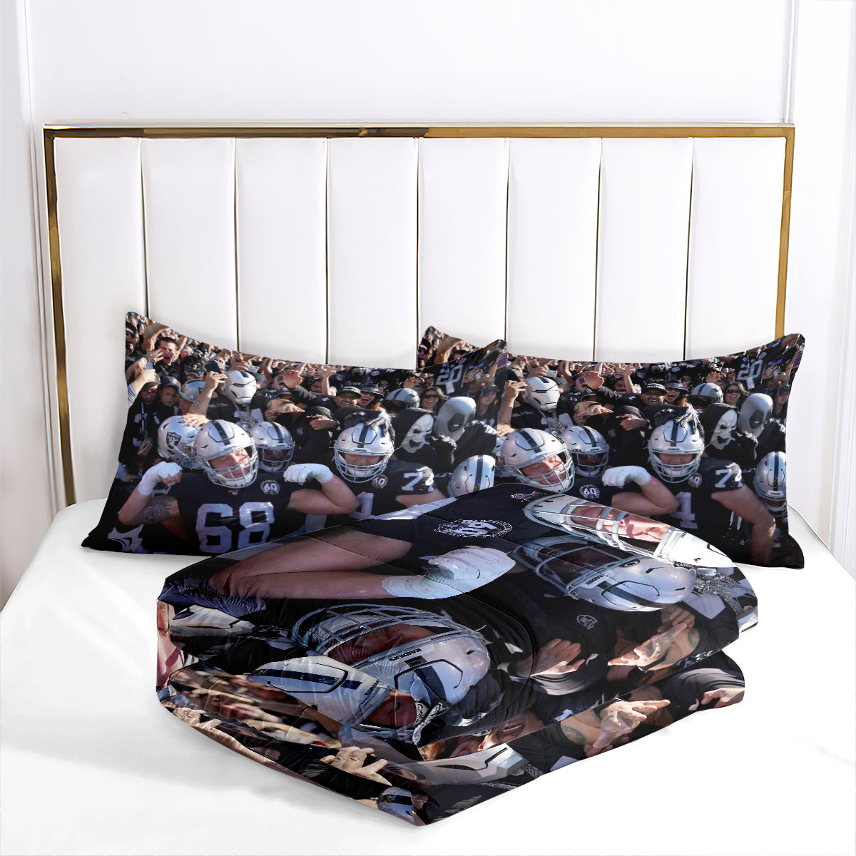 Las Vegas Rugby Football Raiders Comforter Pillowcases 3PC Sets Blanket All Season Reversible Quilted Duvet