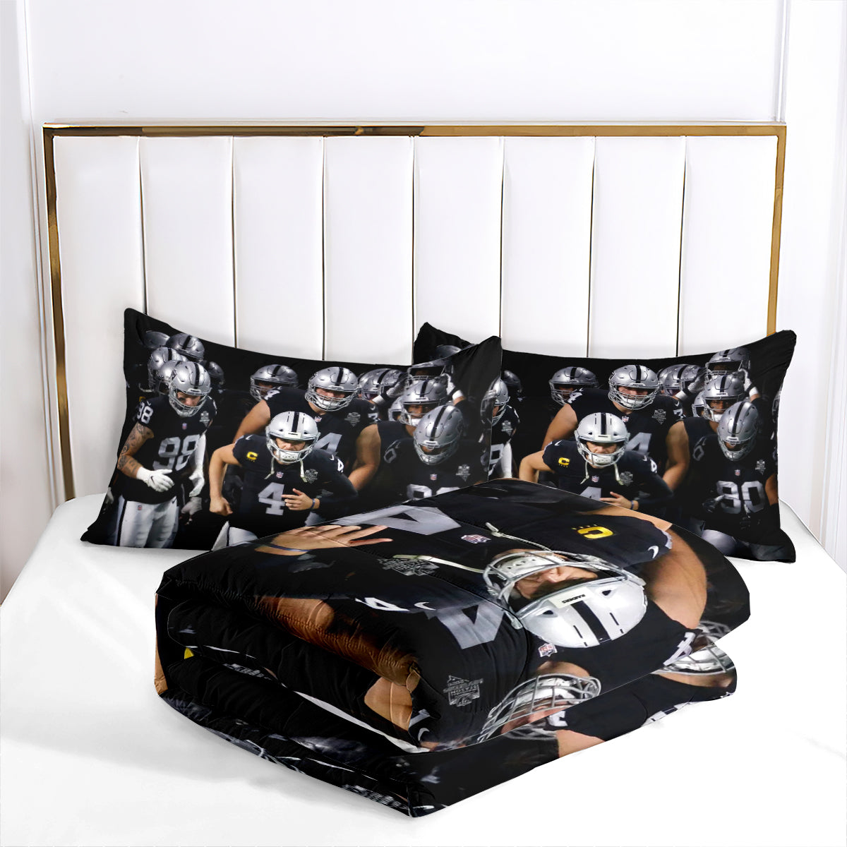 Las Vegas Rugby Football Raiders Comforter Pillowcases 3PC Sets Blanket All Season Reversible Quilted Duvet