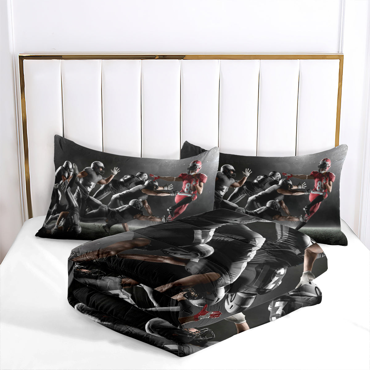Las Vegas Rugby Football Raiders Comforter Pillowcases 3PC Sets Blanket All Season Reversible Quilted Duvet