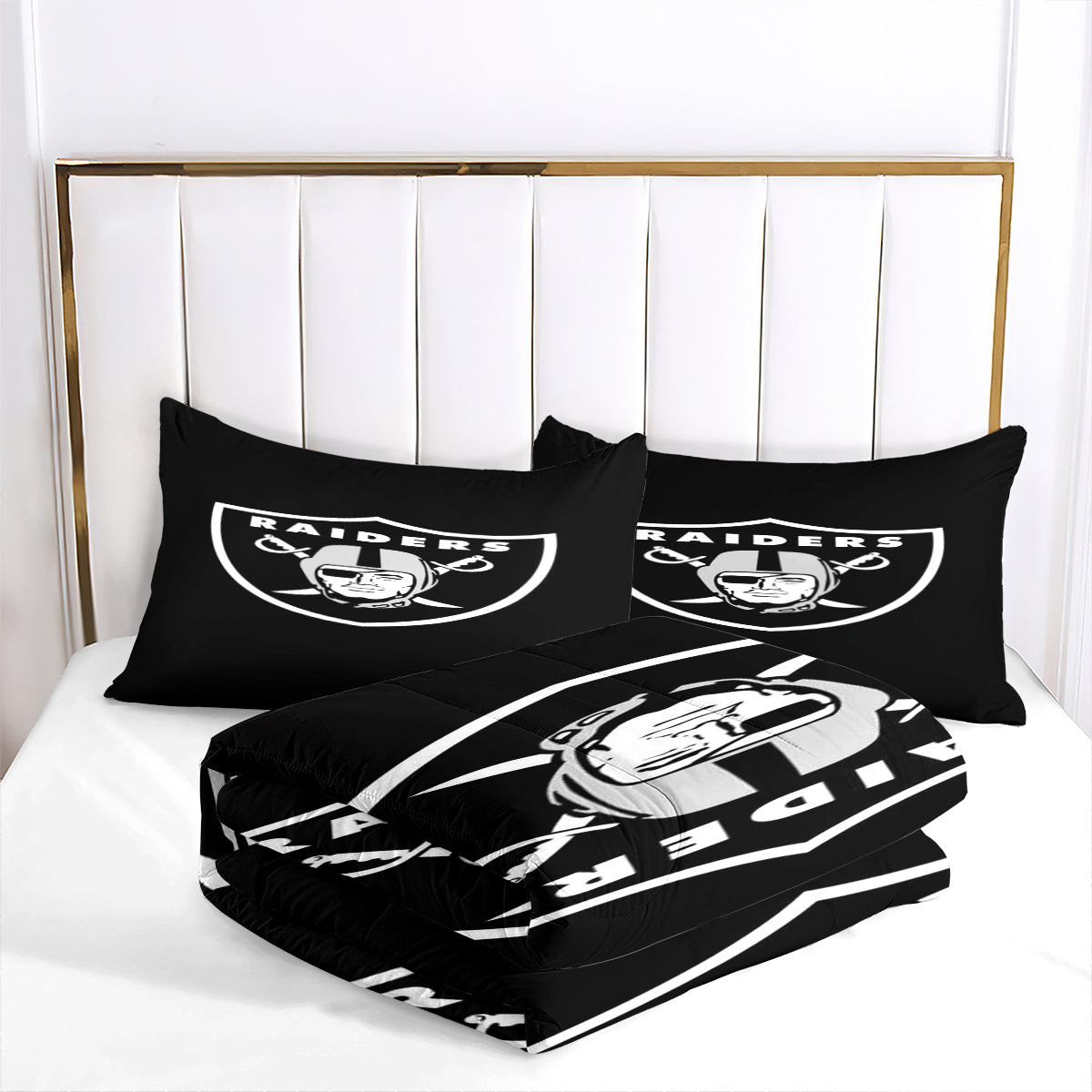 Las Vegas Rugby Football Raiders Comforter Pillowcases 3PC Sets Blanket All Season Reversible Quilted Duvet