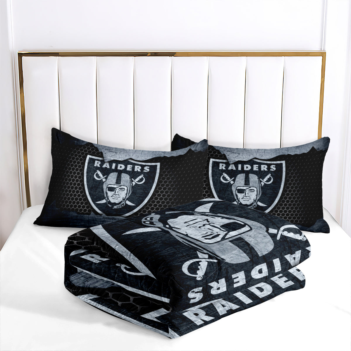 Las Vegas Rugby Football Raiders Comforter Pillowcases 3PC Sets Blanket All Season Reversible Quilted Duvet