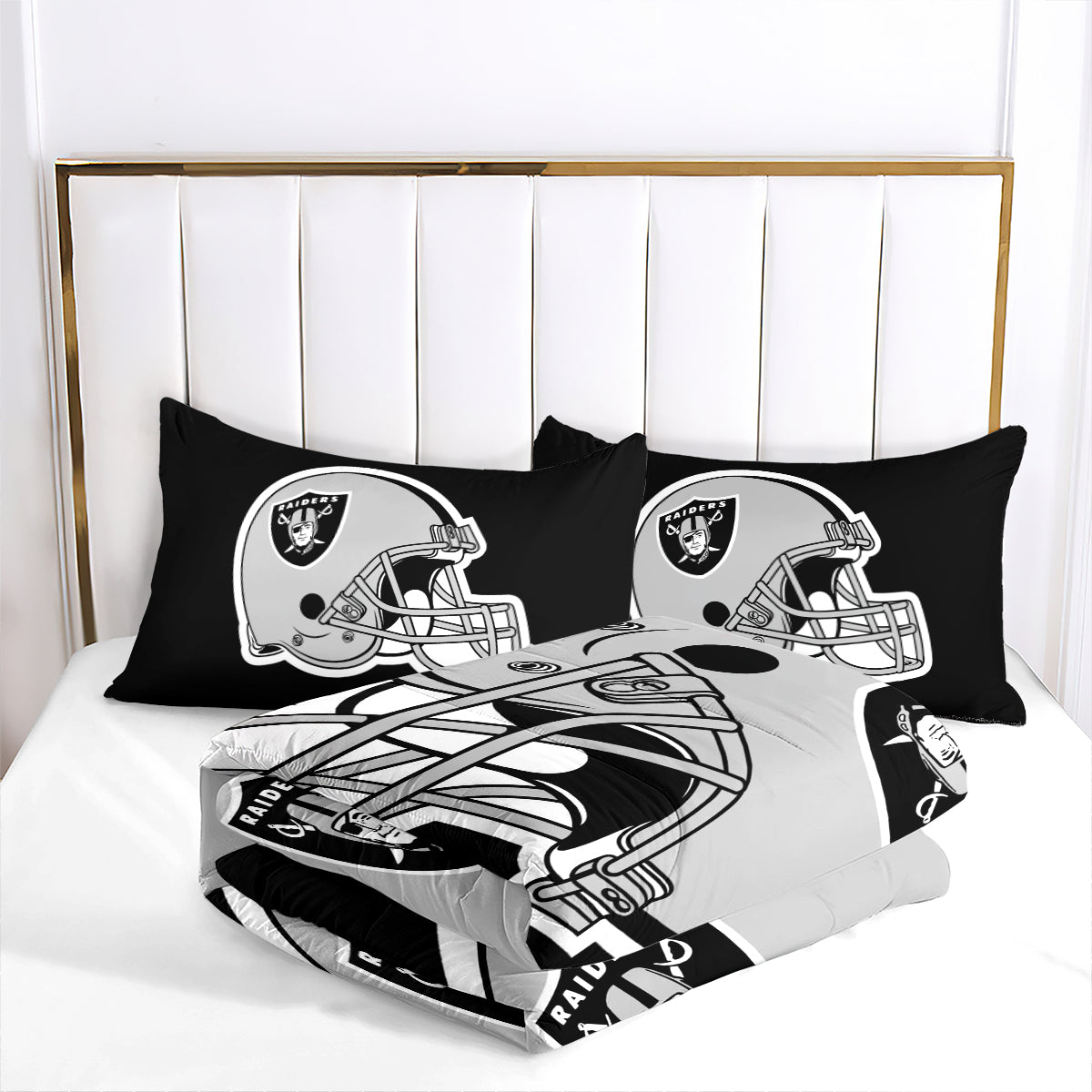 Las Vegas Rugby Football Raiders Comforter Pillowcases 3PC Sets Blanket All Season Reversible Quilted Duvet