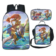 Legends of Zelda Full Printed Backpack Schoolbag Travel Notebook Bag Lunch Bag Pencil Bag for Kids Students 3PCS