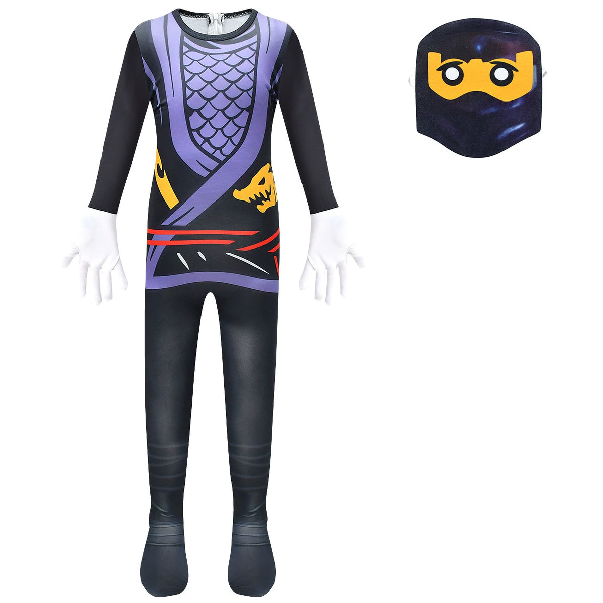 Lego Ninjago Black Ninja Cosplay Costume for Boys Girls Bodysuit Halloween Fancy Jumpsuits