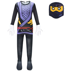 Lego Ninjago Black Ninja Cosplay Costume for Boys Girls Bodysuit Halloween Fancy Jumpsuits