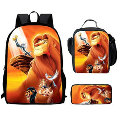 Lion King Backpack Schoolbag Lunch Bag Pencil Bag for Kids Students 3PCS