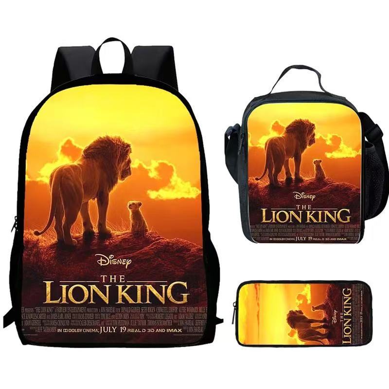 Lion King Backpack Schoolbag Lunch Bag Pencil Bag for Kids Students 3PCS