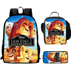 Lion King Backpack Schoolbag Lunch Bag Pencil Bag for Kids Students 3PCS