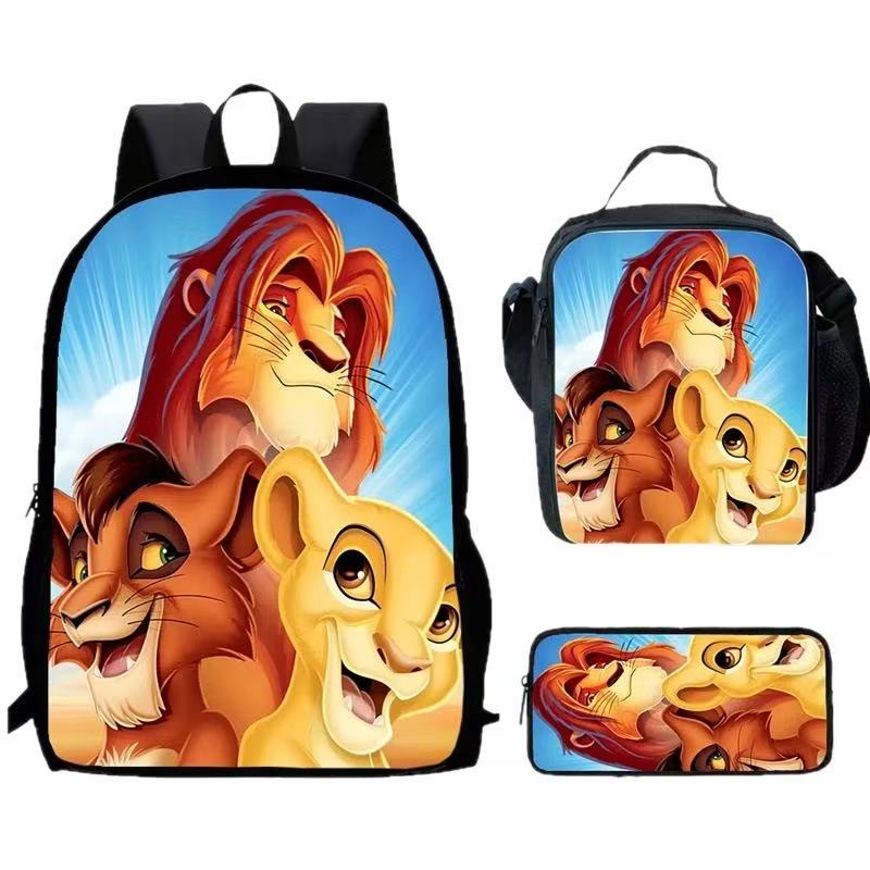Lion King Backpack Schoolbag Lunch Bag Pencil Bag for Kids Students 3PCS