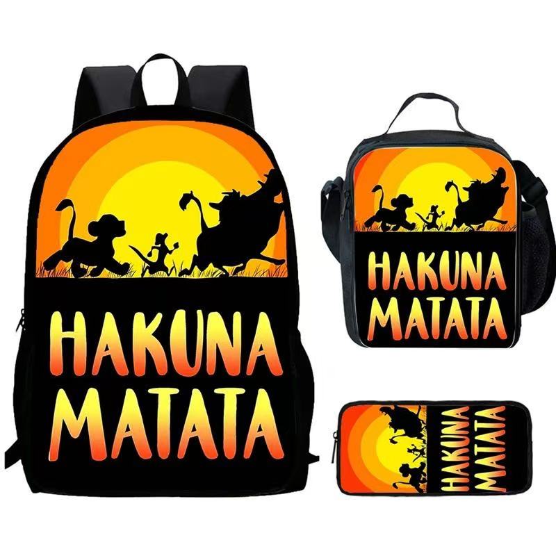 Lion King Backpack Schoolbag Lunch Bag Pencil Bag for Kids Students 3PCS