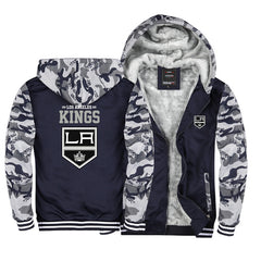 Los Angeles Kings Jackets Hockey Team Unisex Lined Hoodie Fleece Sweatshirt Full Zipper Hooded Thicken Jacket