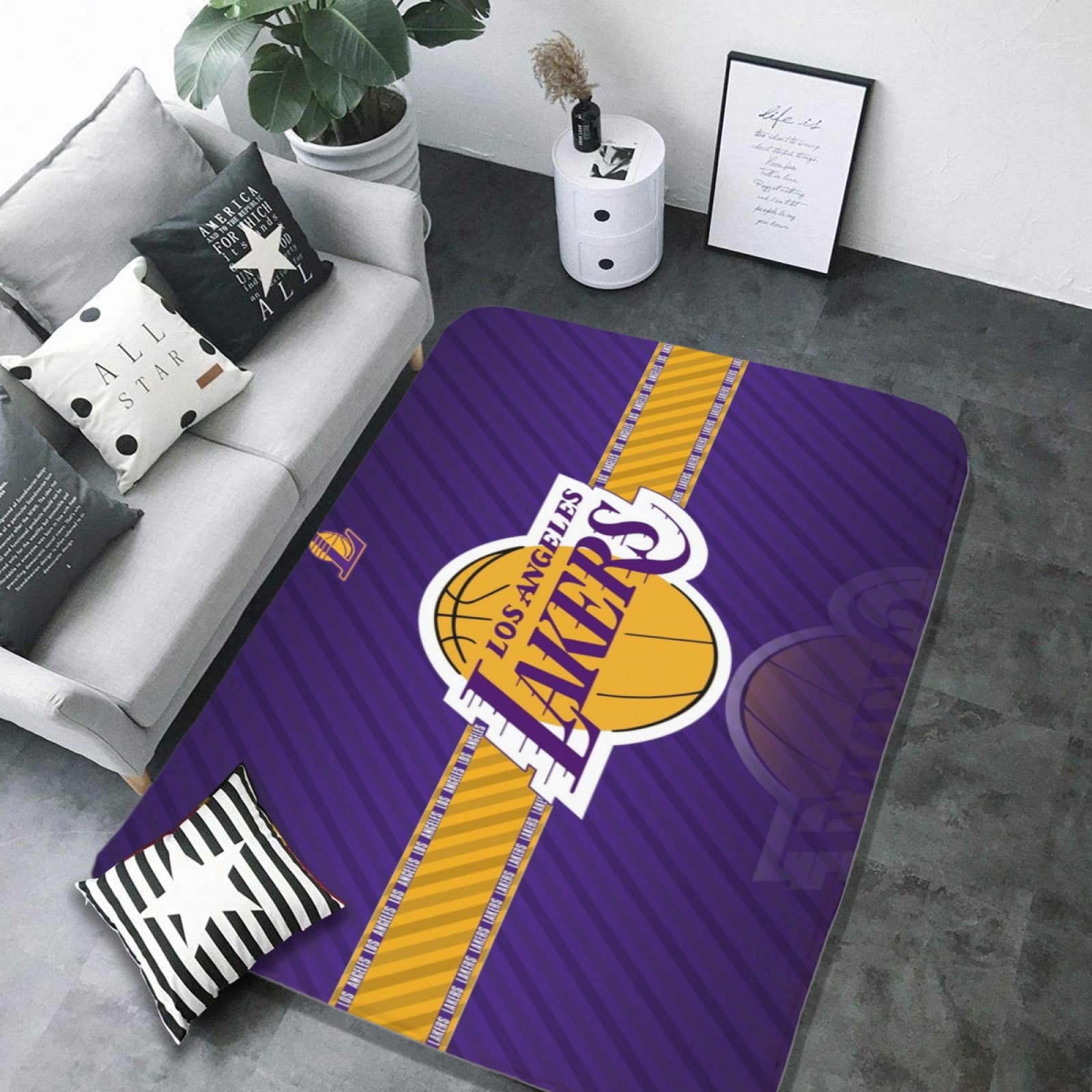 Los Angeles Basketball Lakers Rugs Bedroom Living Room Bathroom Carpet Mat Rug